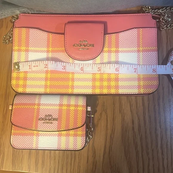 Coach Poppy Crossbody With Garden Plaid Print Gold/Taffy Multi - Picture 7 of 7